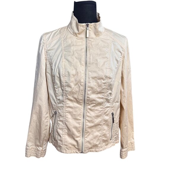 Chico's Jacket Size 1 M Pale Yellow Full Zip Pockets Lightweight Summer - Picture 1 of 12
